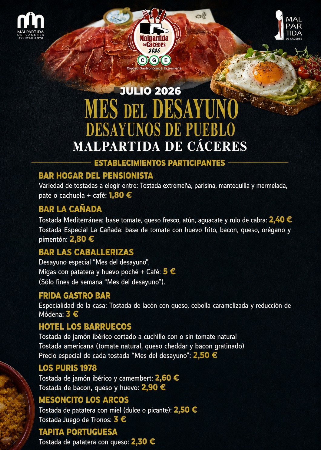 Mes del Desayuno Malpartida de Caceres