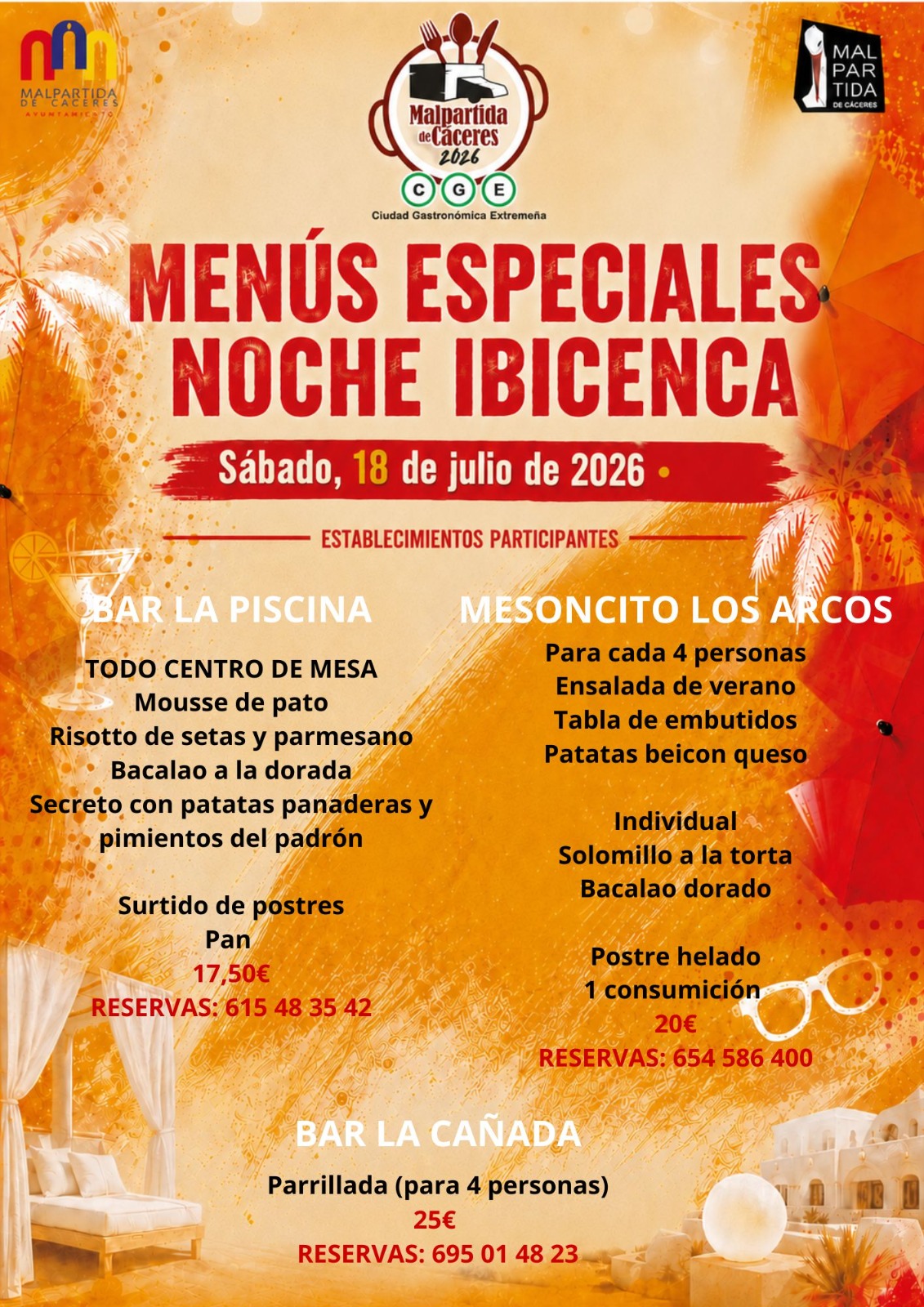 menus especial noche ibicenca malpartide de caceres